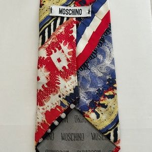Moschino Silk Tie Striped Italian Ribbons